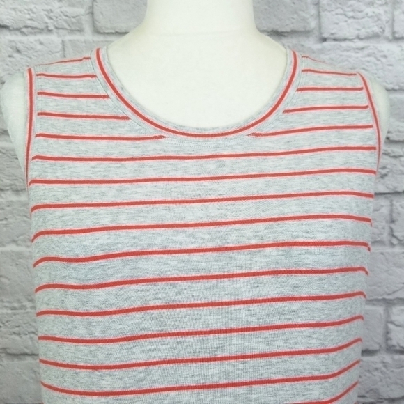 CAbi light heather gray orange striped knit sleeveless top women's size S - Picture 3 of 9